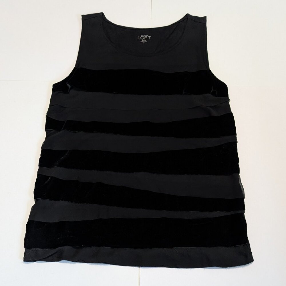 Ann Taylor Loft Women's Black Tiered Velvet Sleeveless Blouse/Tank Top, Size SP
